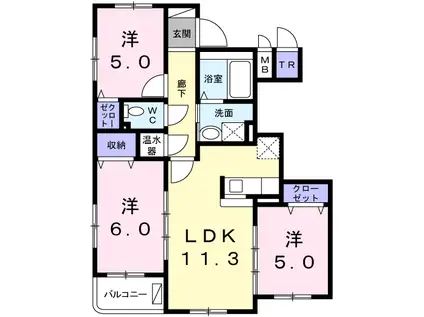 グランドコモンズII(3LDK/1階)の間取り写真