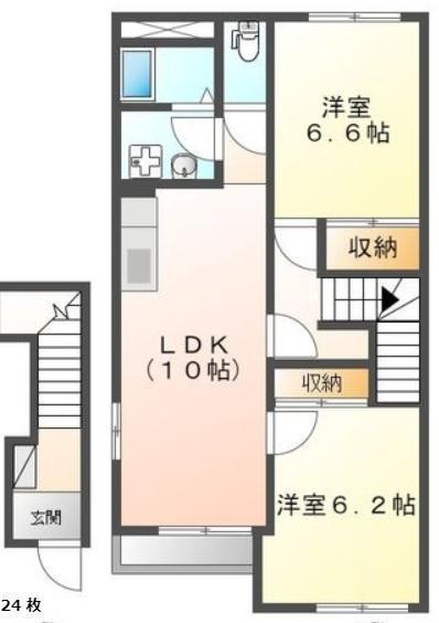 エスポワール(2LDK/2階)の間取り写真