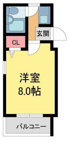 サンビオラ西宮(1K/2階)の間取り写真