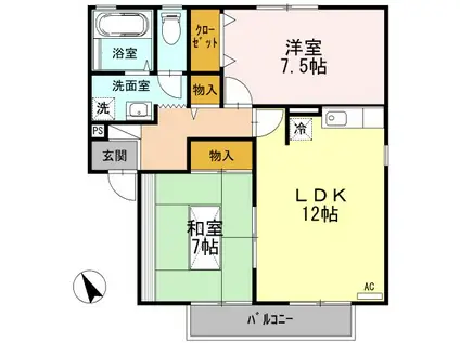 スプランドゥール A棟(2LDK/1階)の間取り写真