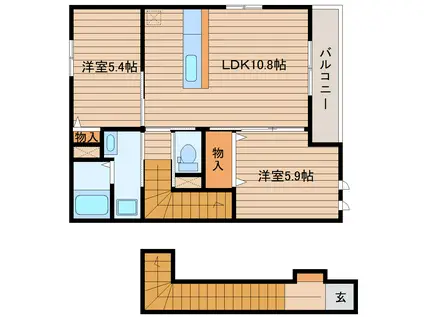 プランドール K(2LDK/2階)の間取り写真
