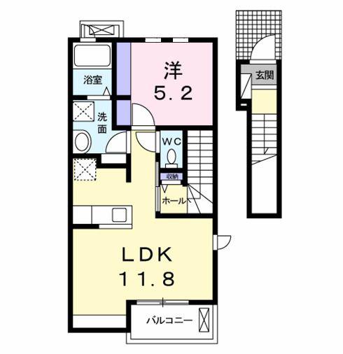 フラメゾン(1LDK/2階)の間取り写真