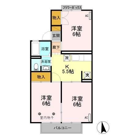 コーポなみまつIII(3K/2階)の間取り写真