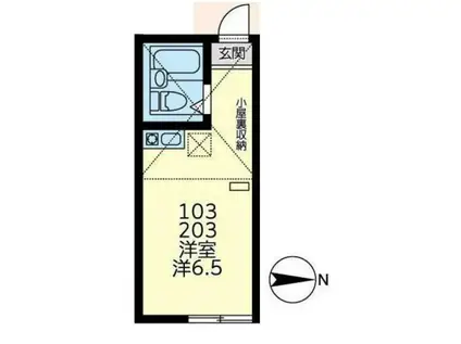 東門前ソレイユ(ワンルーム/2階)の間取り写真