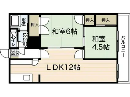 T&K観光ビル(2LDK/2階)の間取り写真