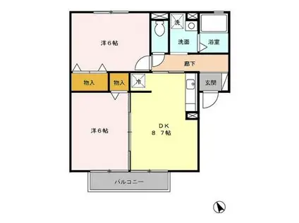 LAFORET結城 B棟(2DK/2階)の間取り写真