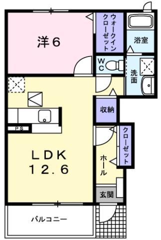 メゾンオーシャンA(1LDK/1階)の間取り写真