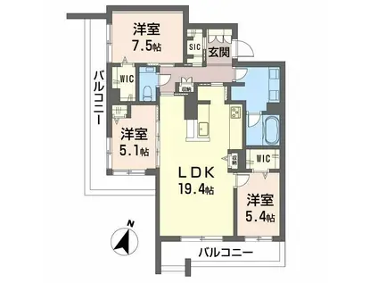 BALLOONFLOWER サウス(3LDK/2階)の間取り写真