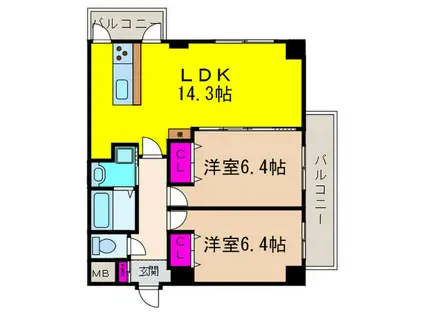 アグレアブル(2LDK/1階)の間取り写真