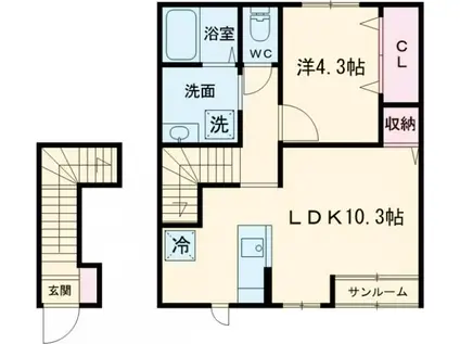 リーシング小俣II A(1LDK/2階)の間取り写真