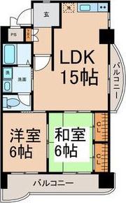 アネックス高畑(2LDK/3階)の間取り写真