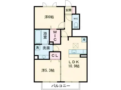 シャトン(2LDK/1階)の間取り写真