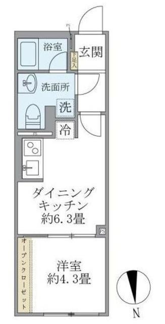 レピュア練馬レジデンス(1DK/4階)の間取り写真