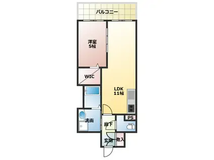 VITA荒本(1LDK/11階)の間取り写真
