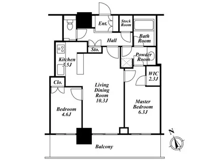リエトコートアルクスタワー(2LDK/17階)の間取り写真
