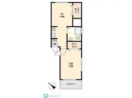 三田志村コーポ(ワンルーム/4階)の間取り写真