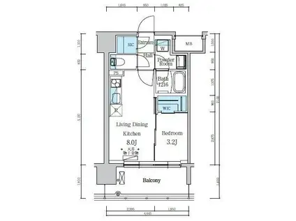 デュオフラッツ仙台木町通リネア(1LDK/4階)の間取り写真