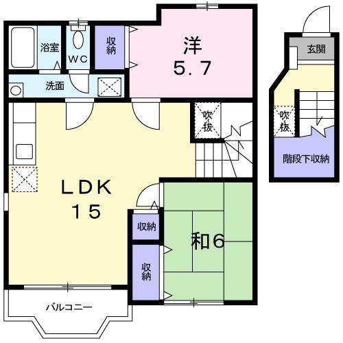 サンライズ(2LDK/2階)の間取り写真
