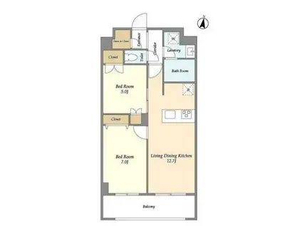 メゾンドオンディーヌ(2LDK/3階)の間取り写真