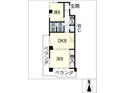 OSプリンスハイツ白壁北(2DK/2階)の間取り写真