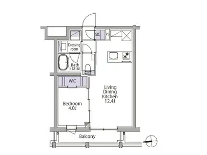 イプセ白金台(1LDK/4階)の間取り写真