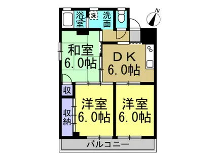 日の丸ビル(3DK/2階)の間取り写真