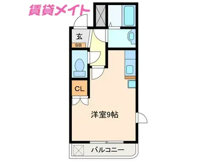 ハウスゆき(ワンルーム/1階)の間取り写真