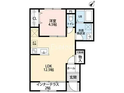 リーブルファイン八千代勝田台(1LDK/1階)の間取り写真
