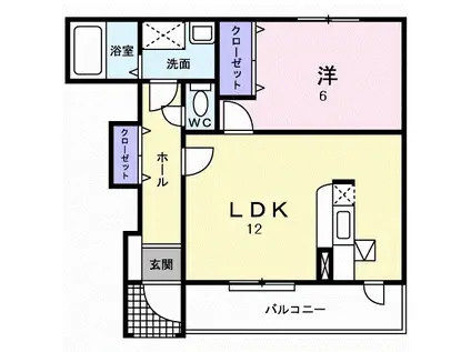フィオーレ(1LDK/1階)の間取り写真