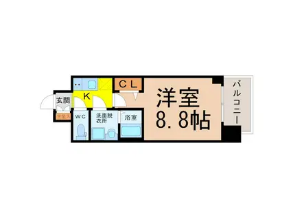 プレサンスTHE栄(1K/4階)の間取り写真