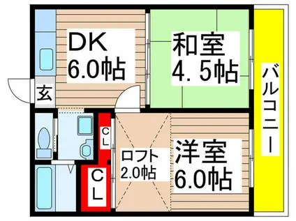 プラザ・ドゥ・アリーナ(2DK/2階)の間取り写真