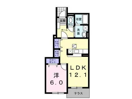 グレイスKB(1LDK/1階)の間取り写真