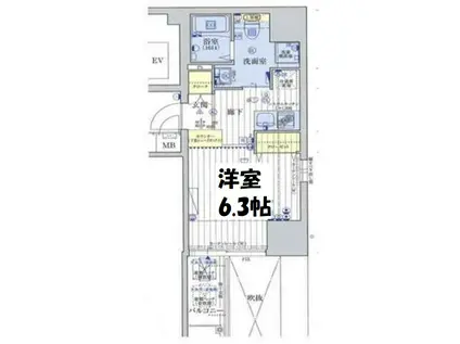 アクアプレイス北浜(1K/9階)の間取り写真