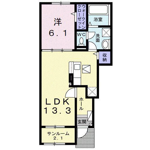 MINICOII(1LDK/1階)の間取り写真