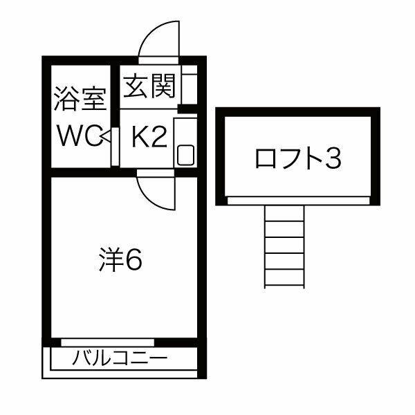 ボヌール 絆 II(1K/1階)の間取り写真