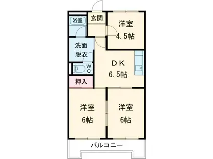 シルキーハイツ(3DK/1階)の間取り写真