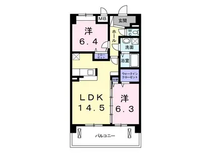 トラディシオン トゥール(2LDK/5階)の間取り写真