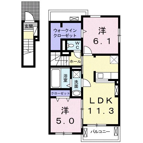 ルミエール松茂西 II(2LDK/2階)の間取り写真