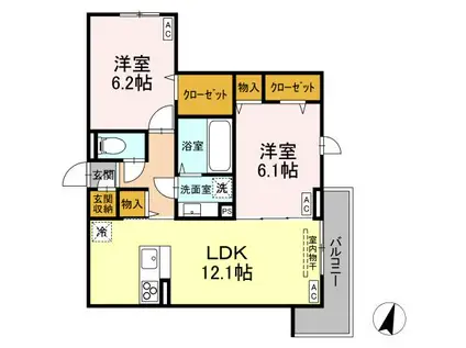 ビューテラスII(2LDK/2階)の間取り写真