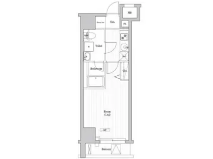 エル・グランジュテ新宿(1K/10階)の間取り写真