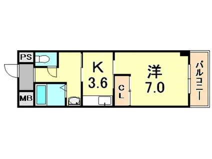 サンクチュアリ深江北町(1K/4階)の間取り写真