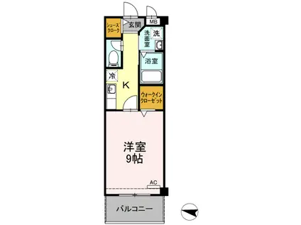 OCEAN TERRACE(1K/4階)の間取り写真