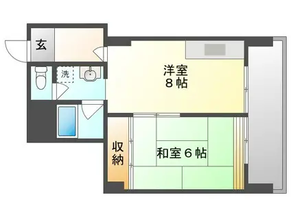 岡田ビル(1LDK/4階)の間取り写真