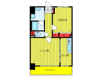 レアルカスカータ 板橋区役所(1LDK/3階)の間取り写真