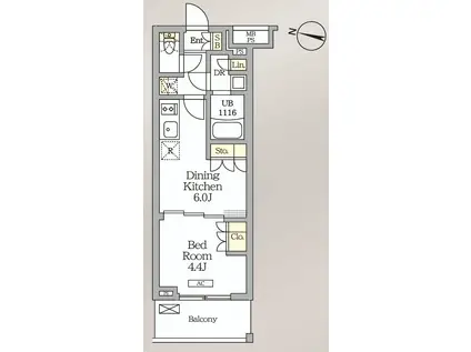 ミレーネ滝野川(1DK/2階)の間取り写真