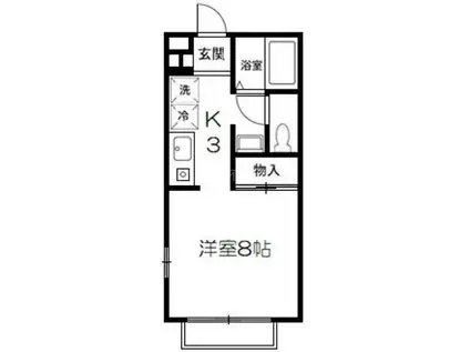 エスパシオB棟(1K/1階)の間取り写真