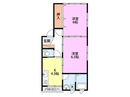 サンプレリュードII(2K/1階)の間取り写真