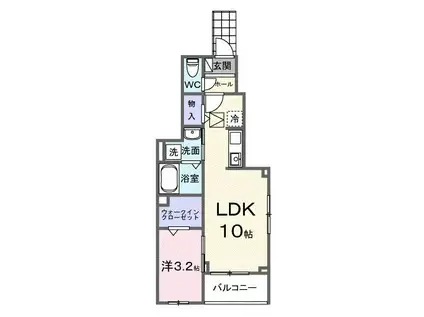 カルム シーダ(1LDK/1階)の間取り写真