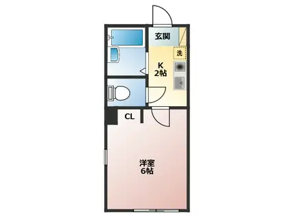 テトラクレスト(1K/2階)の間取り写真