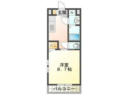 アメニティ江戸橋(1K/1階)の間取り写真